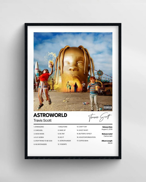 Framed poster of Travis Scott's 'Astroworld' album